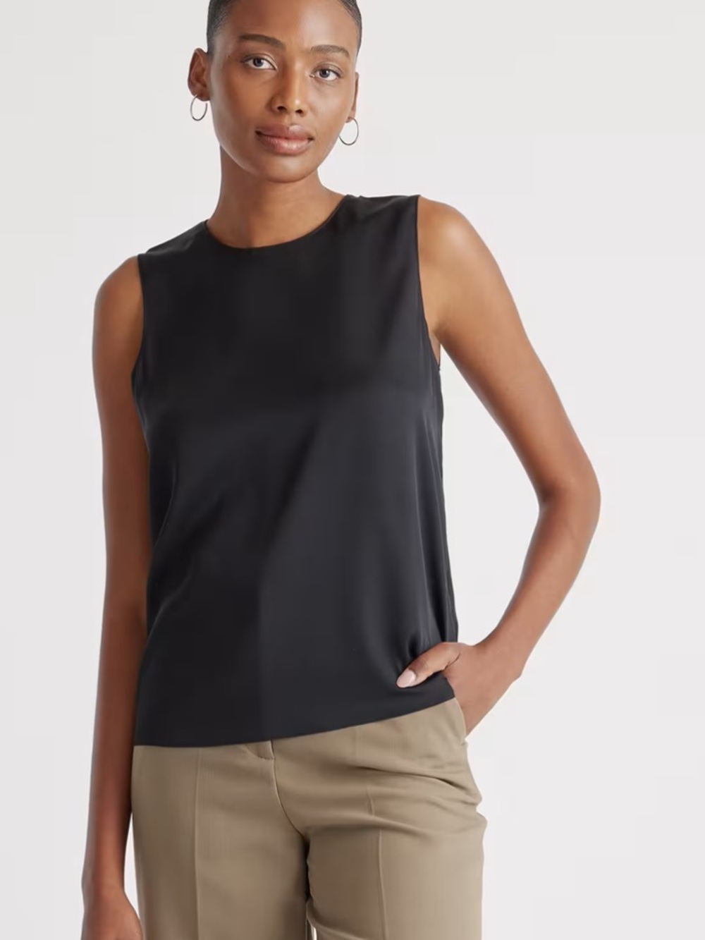 Banana Republic Black Satin Crewneck Tank